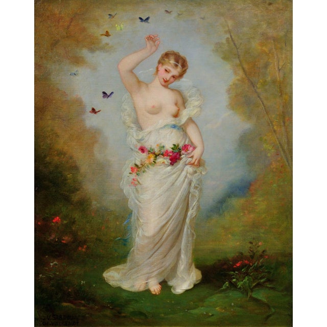 André Charles Voillemot. French ( b.1822 - d.1893 ). Allegory Of Summer. Oil On Canvas. Signed Lower Left. Dedication...