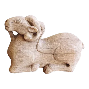 Vintage Chinese Hand-Carved Wooden Ram