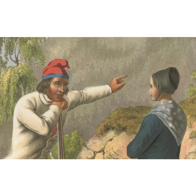 Norwegian Hunter and Woman in Gudbrandsdal Dress, 1860, Paper For Sale - Image 4 of 10