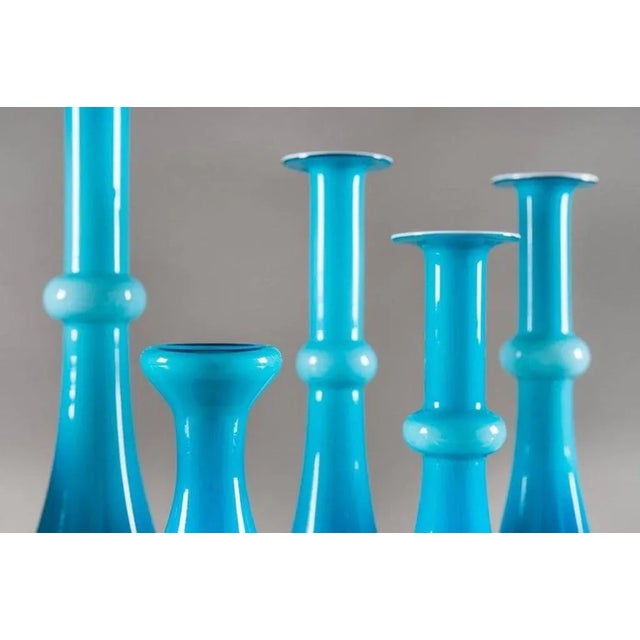 1960s Vintage Scandinavian Blue Glass Vessels by Per Lutken for Holmegaard, Set of 10 For Sale - Image 5 of 6