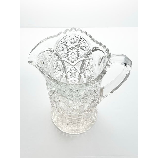 American 1910s Antique McKee “Fentec (Clear)” 5-Piece Pitcher & Tumbler Glasses Set For Sale - Image 3 of 9