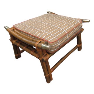 Vintage 1960s Bamboo Ottoman in the Style of Ficks Reed's Far Horizon Line For Sale
