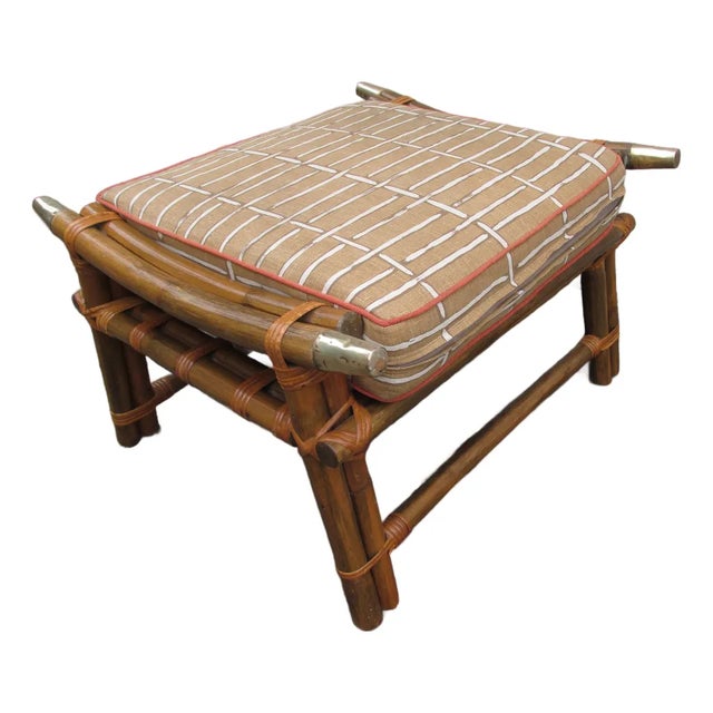 Vintage 1960s Bamboo Ottoman in the Style of Ficks Reed's Far Horizon Line For Sale