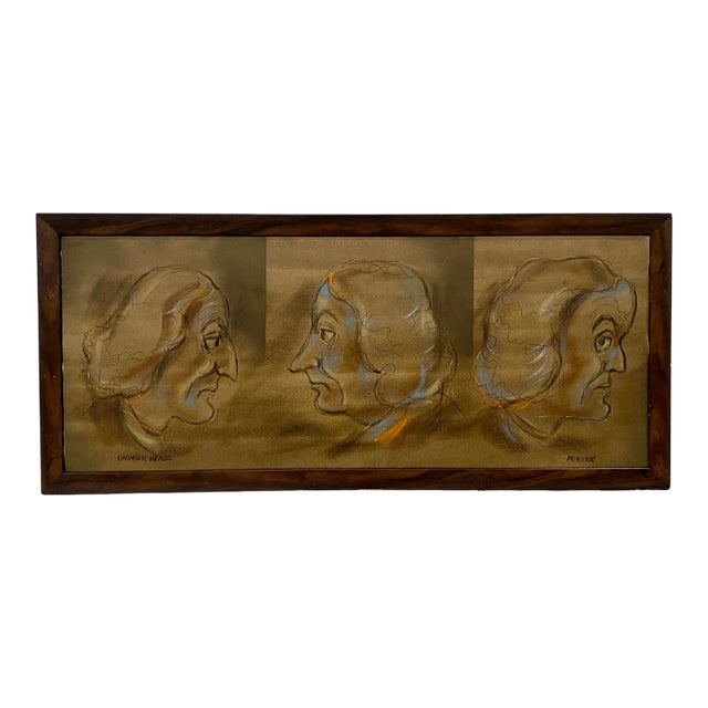 William McBride "Daumier Heads" Original Oil on Canvas 20th C. For Sale