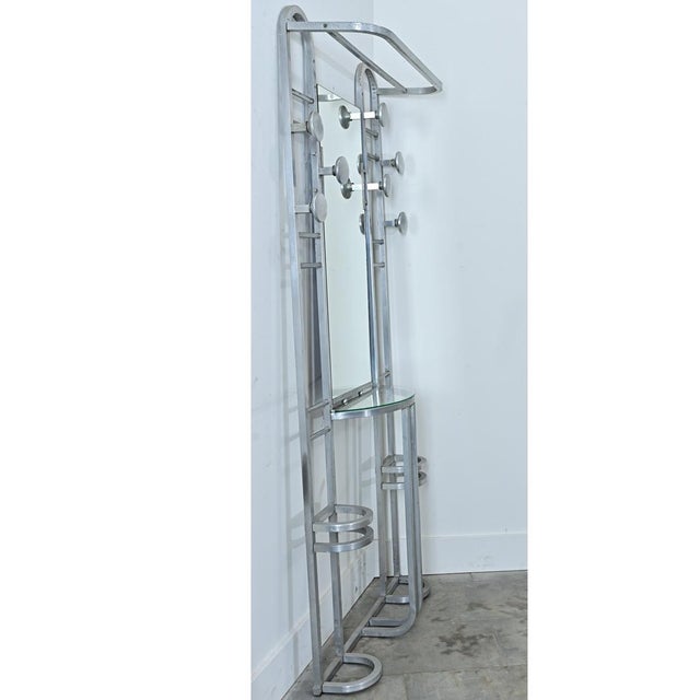 French Art Deco Aluminum Hall Tree with Mirror For Sale - Image 13 of 15