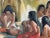 This exceptional 1960 oil on canvas by artist Leontine portrays a powerful communal moment among tribal women in a rich,...