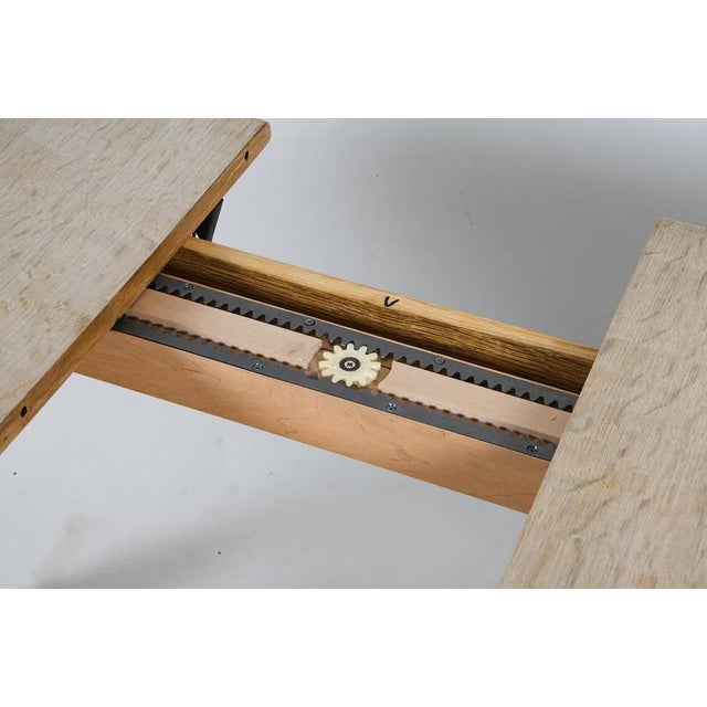 1960s Danish Modern Solid Oak Dining Table W Leaf For Sale - Image 4 of 9