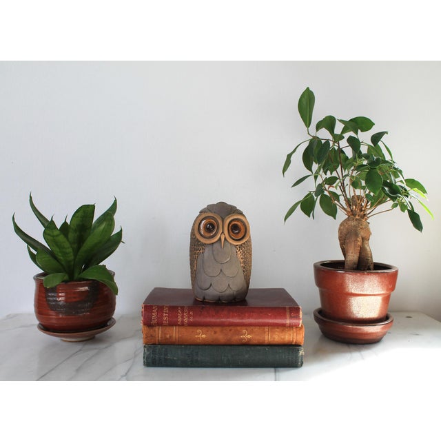 Mid-Century Modern 1980's Studio Art Pottery Owl Bud Vase For Sale - Image 3 of 10