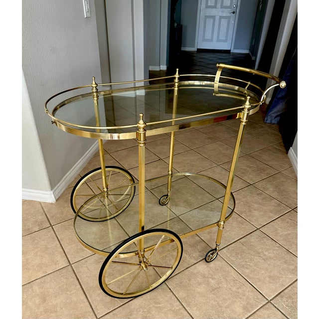 1970s Italian Neo-Classic Brass Bar or Tea Cart For Sale - Image 5 of 17