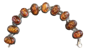 Sterling Silver and Amber Link Bracelet