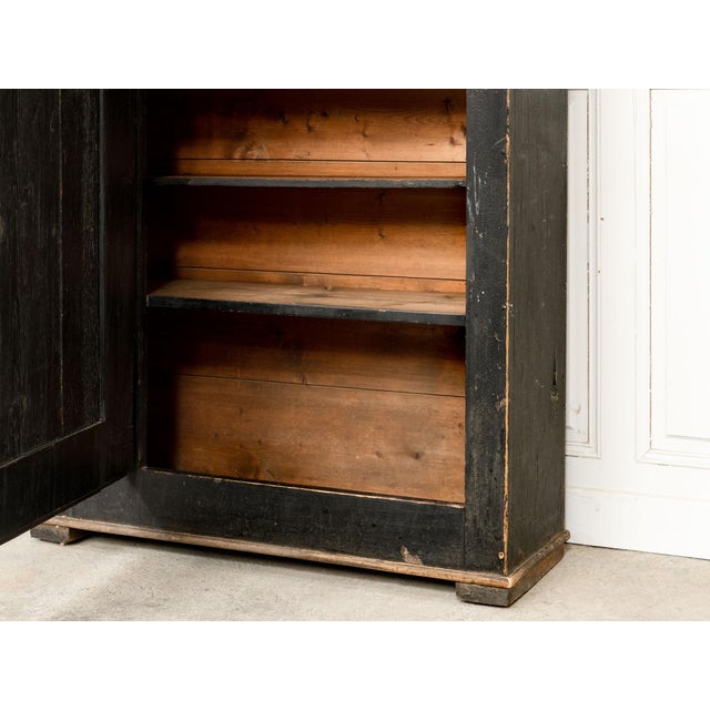 Antique Primitive Black Fir Wood Storage Cabinet For Sale - Image 4 of 16