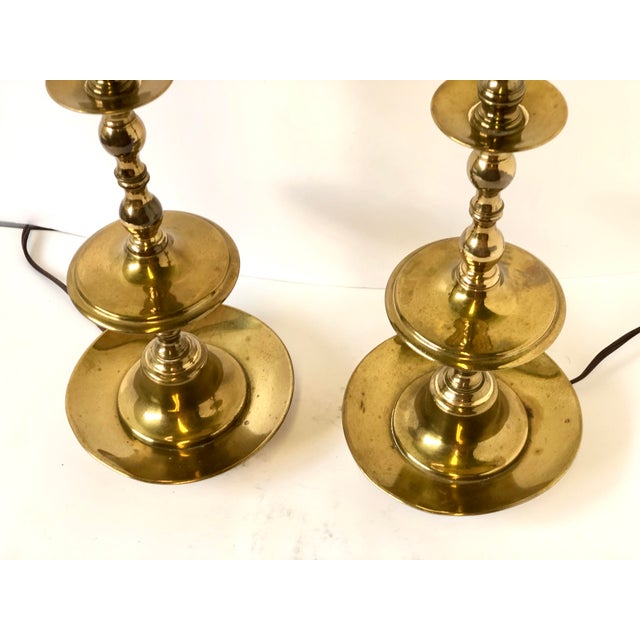 Vintage Brass Candlestick Lamps a Pair Chairish