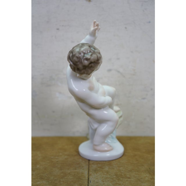 Late 20th Century Vintage Herend Hungary Porcelain Nude Cherub Putti Figurine 5751 Dancing Boy 7" For Sale - Image 5 of 10