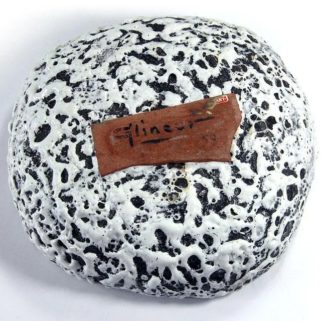 Black Mid-Century French Brutalist Ceramic Dish, 1960s. For Sale - Image 8 of 9