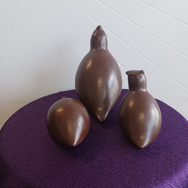 Mid-Century Modern ​Mid-Century Howard Pierce California Pottery Quail Family - Set of 3 For Sale - Image 3 of 6