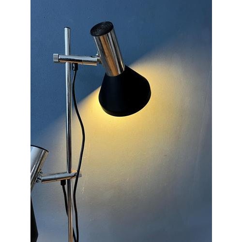 Vintage Black Floor Lamp with Two Aluminum Spots For Sale - Image 4 of 13