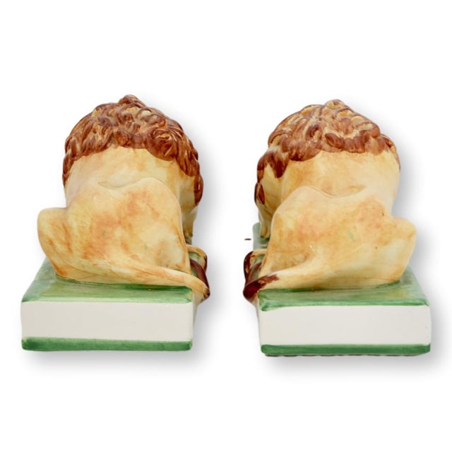 Italian Faience Lions, Pair For Sale - Image 4 of 6