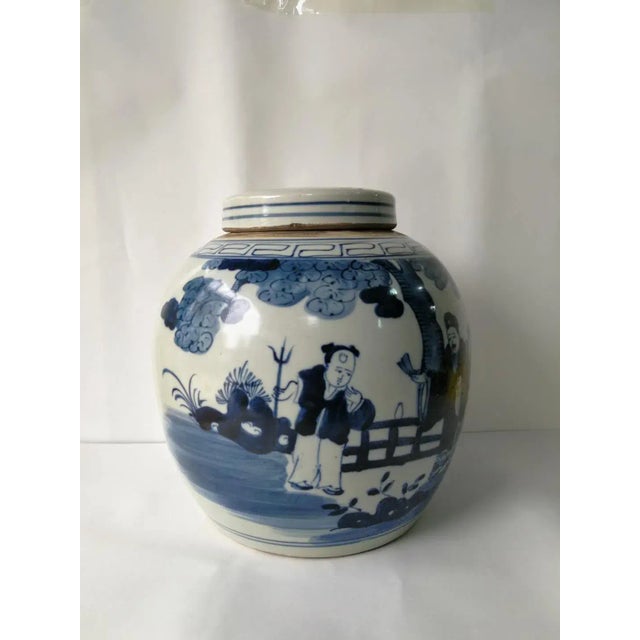 Ceramic Chinese Blue and White Porcelain Ginger Jar For Sale - Image 7 of 11