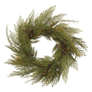 Cedar and Mini Pinecone Wreath 30"D For Sale
