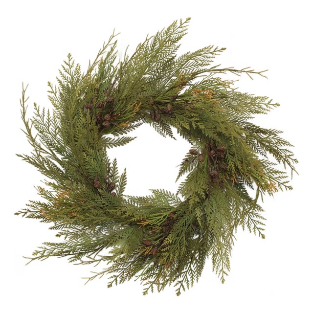 Cedar and Mini Pinecone Wreath 30"D For Sale