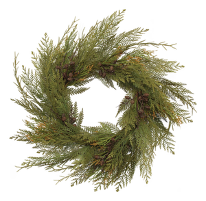 Cedar and Mini Pinecone Wreath 30"D