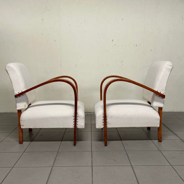 Art Deco Italian Armchairs in Curved Wood, 1930s, Set of 2 For Sale - Image 15 of 15