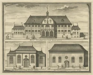 Valentijn, View of the City Hall of Batavia and Portugese Church in Nowadays Jakarta, 1726, Print