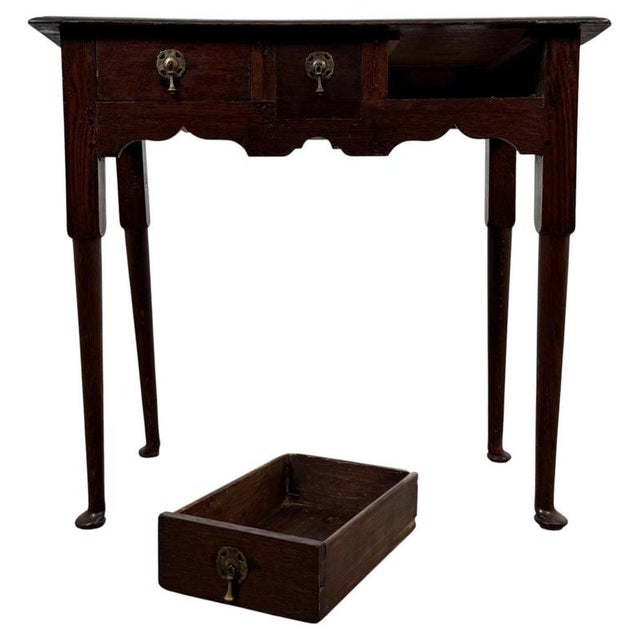Antique English Oak Side Table with Three Drawers For Sale - Image 3 of 12