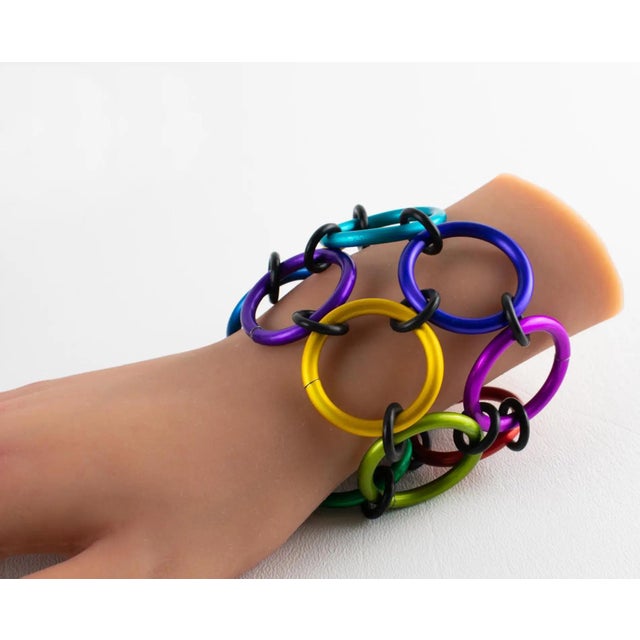 David Spada Modernist Rainbow Multicolor Aluminum Bangle Bracelet For Sale - Image 4 of 14