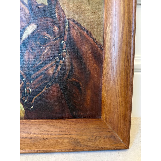 Vintage 1959 Equestrian Horse Portrait Oil Painting - Signed & Framed For Sale - Image 10 of 16