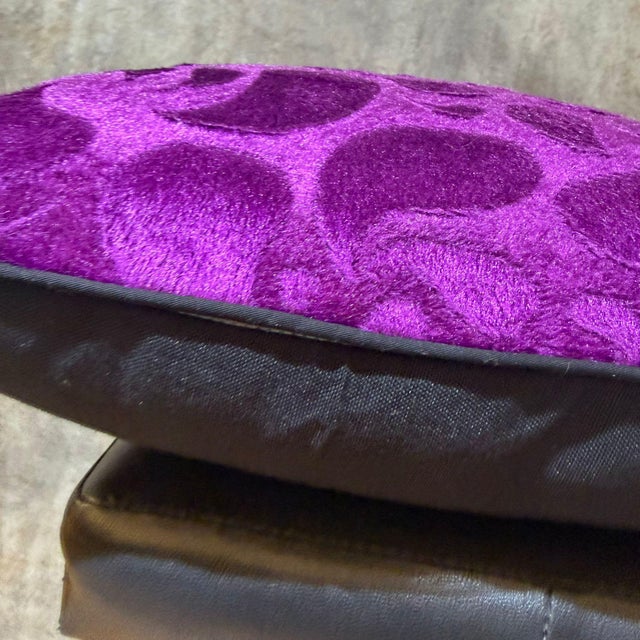 Abstract Magenta Floral Pattern Velvet Cushion Cover For Sale - Image 3 of 10