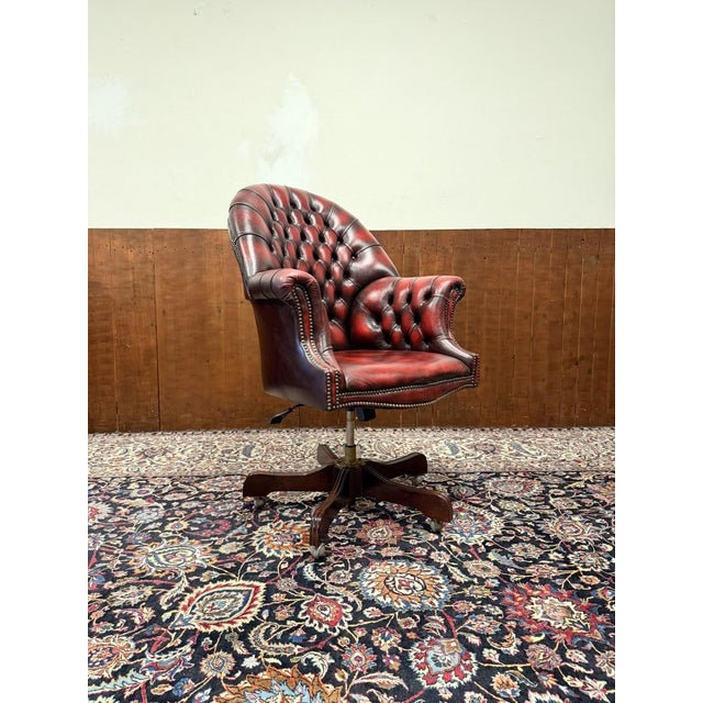 About this English Springvale Chesterfield Office Chair Oxlbood Classic and Elegant | Antique office chairs in English,...