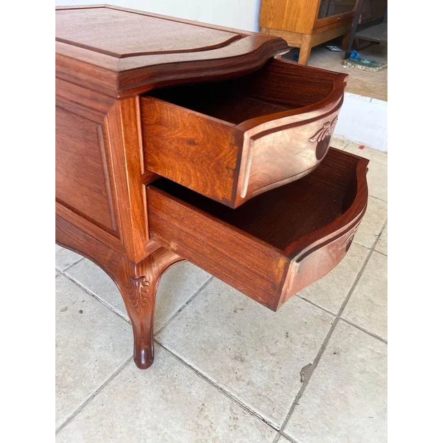 Vintage French Rococo Style Solid Teak 2 Drawer Nightstand. For Sale - Image 10 of 12