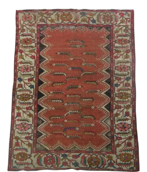 Ca.1900 Antique Malayer Fish Design Rug 4'4'' X 6'4''