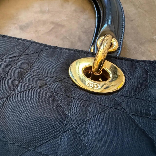 21st Century Black Fabric and Leather Large Lady Dior Bag by Christian Dior For Sale - Image 17 of 18