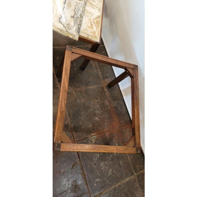 1960s Mid Century Modern Baker Coffee Tables End Tables Pair Onyx Walnut Wood For Sale In San Diego - Image 6 of 7