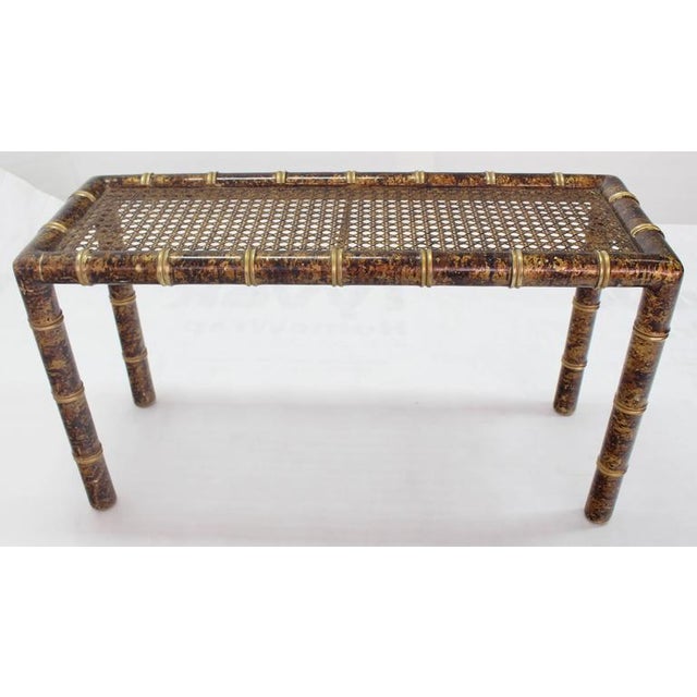Mid Century Modern Gold And Amber Faux Bamboo Cane Top Console