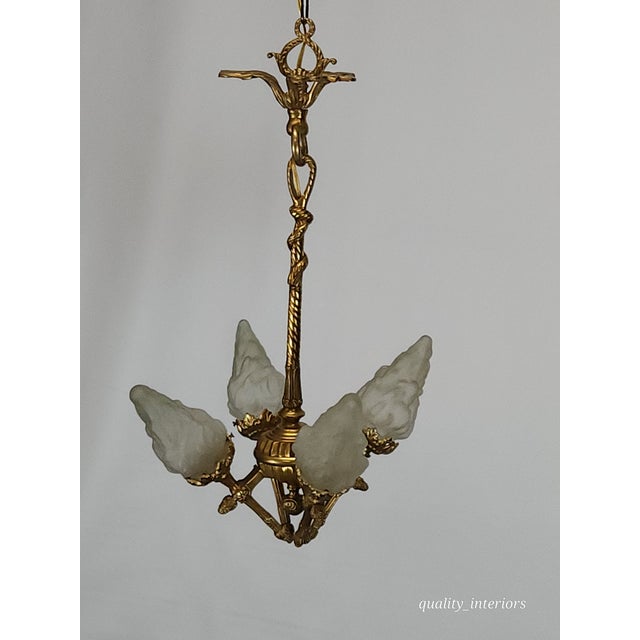Antique Darling 4 Arm 4 Light Glowing Ribbons and Bows Flame Torch Chandelier For Sale - Image 13 of 17