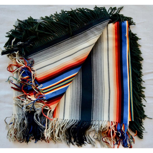 1910 Antique Black Striped Wool Throw Blanket - For Sale - Image 12 of 13