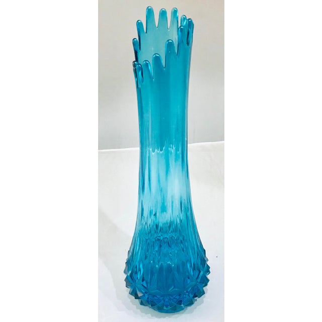 Vintage Viking Blue Tall Glass Vase Chairish