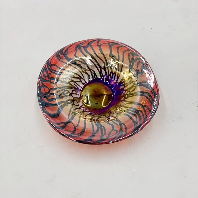Contemporary 1990s Signed Correia Studio Art Glass Iridescent Centerpiece Bowl For Sale - Image 3 of 5