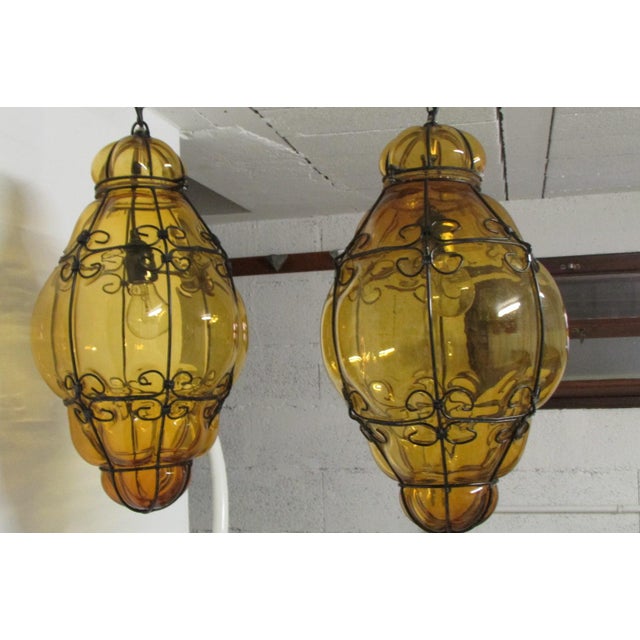 Venetian Lanterns in Yellow Glass, 1940s, Set of 2 For Sale - Image 16 of 16