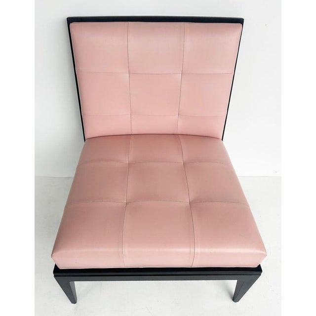 Magni Home Plaza Slipper Lounge Chairs, Pink Lambskin Upholstery, Ebonized Wood Finish For Sale - Image 14 of 16