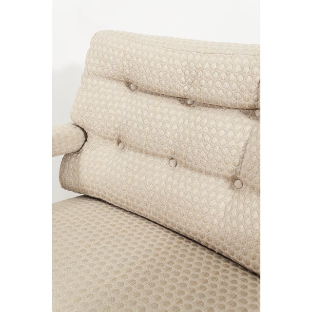 Pair of 1970s Milo Baughman Mid Century Modern Biege Fabric Parsons Chairs For Sale - Image 10 of 10