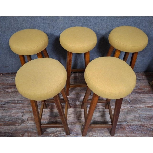 Wooden Stools, Set of 5 For Sale - Image 4 of 7