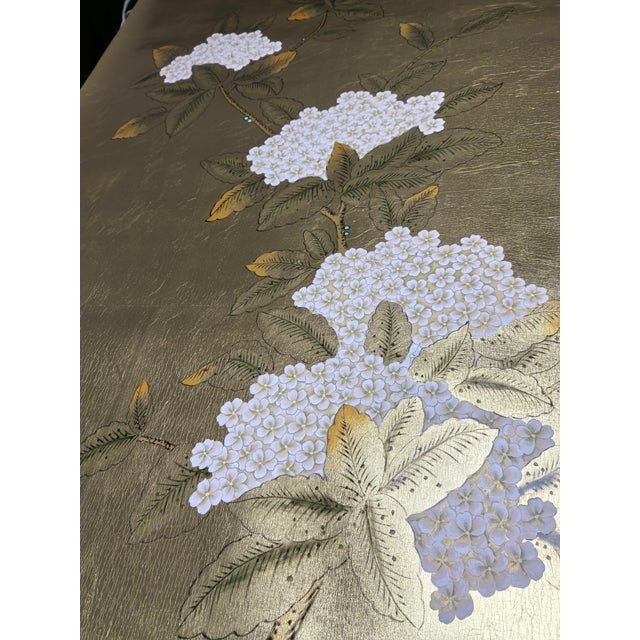 Chinoiserie Hand Painted Gold Leaf Chinoiserie Wallpaper Panels, Birds & Florals Mural, Set of 4 Panels, Custom Size Available For Sale - Image 3 of 7