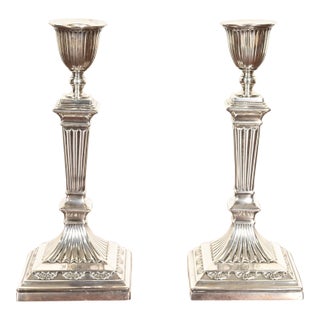 Tiffany & Co. Antique Neoclassical Silverplate Candlesticks, Pair For Sale