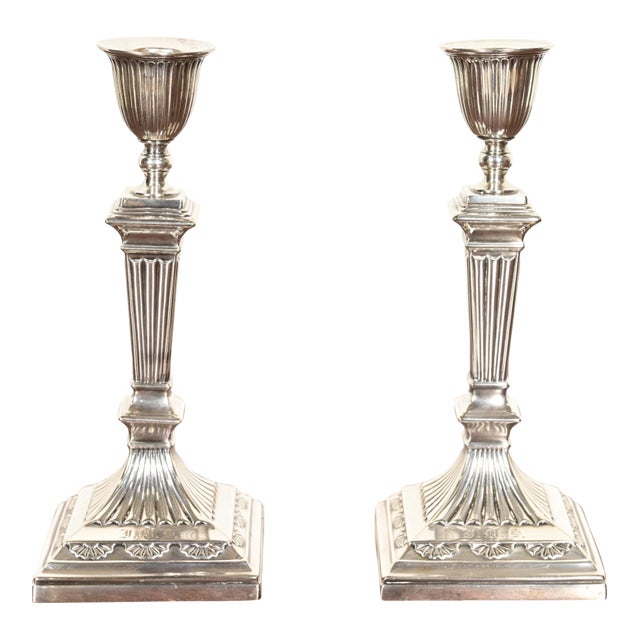 Tiffany & Co. Antique Neoclassical Silverplate Candlesticks, Pair For Sale