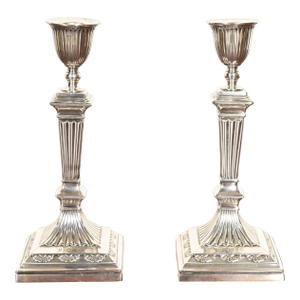 Tiffany & Co. Antique Neoclassical Silverplate Candlesticks, Pair