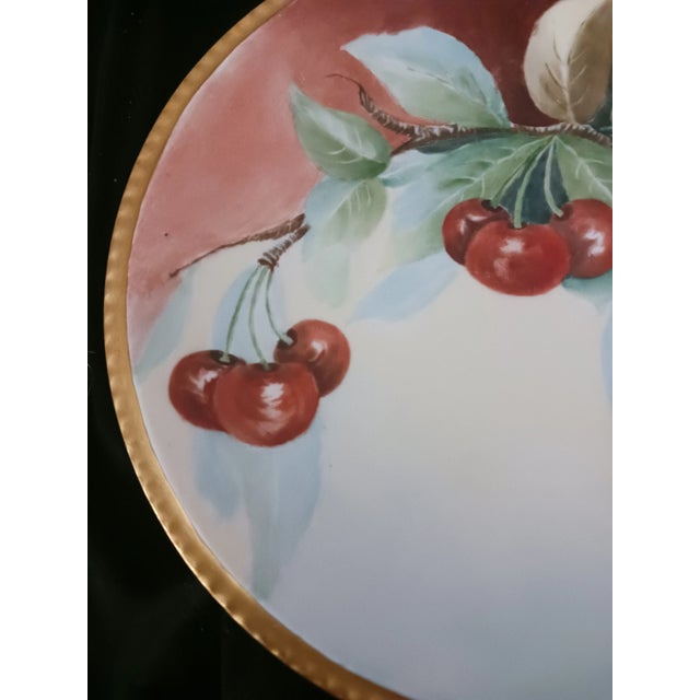 Limoges France 1909 Signed Hand Painted Cherries Plate For Sale - Image 9 of 9